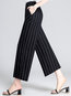 Loose Office Pattern Cotton Striped Pants (Style V102251)
