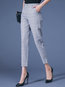 Slim Office Button Polyester Plaid Pants (Style V102252)