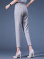 Slim Office Button Polyester Plaid Pants (Style V102252)