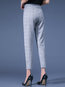 Slim Office Button Polyester Plaid Pants (Style V102252)