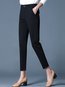 Slim Office Button Polyester Plain Pants (Style V102253)