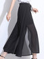 Mid-Calf Loose Elegant Polyester Plain Pants (Style V102260)