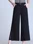 Loose Elegant Belt Polyester Plain Pants (Style V102261)