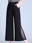 Loose Elegant Belt Polyester Plain Pants (Style V102261)