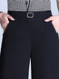 Loose Elegant Belt Polyester Plain Pants (Style V102261)