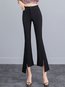 Ankle Length Office Button Cotton Plain Pants (Style V102267)