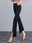 Ankle Length Office Button Cotton Plain Pants (Style V102267)