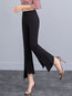 Ankle Length Office Button Cotton Plain Pants (Style V102267)