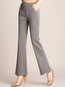 Slim Office Pockets Polyester Plain Pants (Style V102274)
