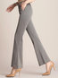 Slim Office Pockets Polyester Plain Pants (Style V102274)