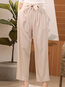 Ankle Length Loose Elegant Belt Polyester Pants (Style V102275)