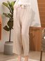 Ankle Length Loose Elegant Belt Polyester Pants (Style V102275)