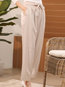 Ankle Length Loose Elegant Belt Polyester Pants (Style V102275)