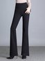 Straight Office Pockets Polyester Plain Pants (Style V102289)