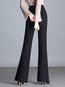 Straight Office Pockets Polyester Plain Pants (Style V102289)
