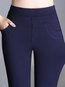 Straight Office Pockets Polyester Plain Pants (Style V102289)