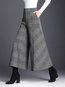 Ankle Length Loose Pockets Polyester Plaid Pants (Style V102291)