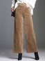Ankle Length Loose Pockets Corduroy Plain Pants (Style V102294)
