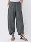 Ankle Length Loose Slow Life Pockets Plain Pants (Style V102301)