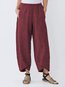 Ankle Length Loose Slow Life Pockets Plain Pants (Style V102301)