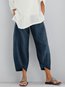 Ankle Length Loose Slow Life Patchwork Cotton Pants (Style V102302)
