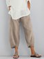 Ankle Length Loose Slow Life Patchwork Cotton Pants (Style V102302)