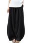 Maxi Slow Life Patchwork Polyester Plain Pants (Style V102306)