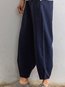Loose Slow Life Pockets Linen Plain Pants (Style V102308)
