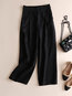 Ankle Length Loose Slow Life Button Cotton Pants (Style V102310)