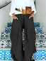 Maxi Loose Pockets Polyester Plain Pants (Style V102311)