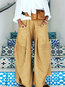 Maxi Loose Pockets Polyester Plain Pants (Style V102311)