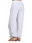 Loose Slow Life Strappy Polyester Plain Pants (Style V102312)
