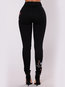 Maxi Skinny Elegant Cotton Denim Fabric Plain Pants (Style V102328)