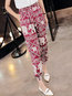 Ankle Length Loose Pockets Satin Animal Pants (Style V102332)