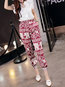 Ankle Length Loose Pockets Satin Animal Pants (Style V102332)