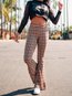 Maxi Elegant Pattern Polyester Plaid Pants (Style V102346)