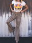 Maxi Elegant Pattern Polyester Plaid Pants (Style V102346)