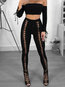 Ankle Length Skinny Elegant Strappy Polyester Pants (Style V102352)