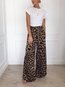 Loose Elegant Pattern Polyester Leopard Pants (Style V102367)