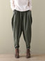 Loose Elegant Button Linen Plain Pants (Style V102370)