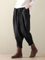 Loose Elegant Button Linen Plain Pants (Style V102370)
