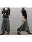 Maxi Fashion Pockets Linen Plain Pants (Style V102373)