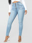 Ankle Length Skinny Elegant Button Denim Jeans (Style V102375)