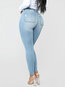 Ankle Length Skinny Elegant Button Denim Jeans (Style V102375)