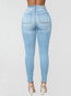 Ankle Length Skinny Elegant Button Denim Jeans (Style V102375)