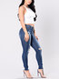 Maxi Skinny Button Denim Plain Jeans (Style V102376)