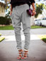 Maxi Skinny Elegant Asymmetrical Polyester Pants (Style V102379)