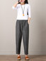 Ankle Length Elegant Pattern Linen Striped Pants (Style V102380)