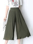 Mid-Calf Loose Slow Life Polyester Plain Pants (Style V102382)