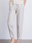 Ankle Length Slim Elegant Linen Plain Pants (Style V102386)